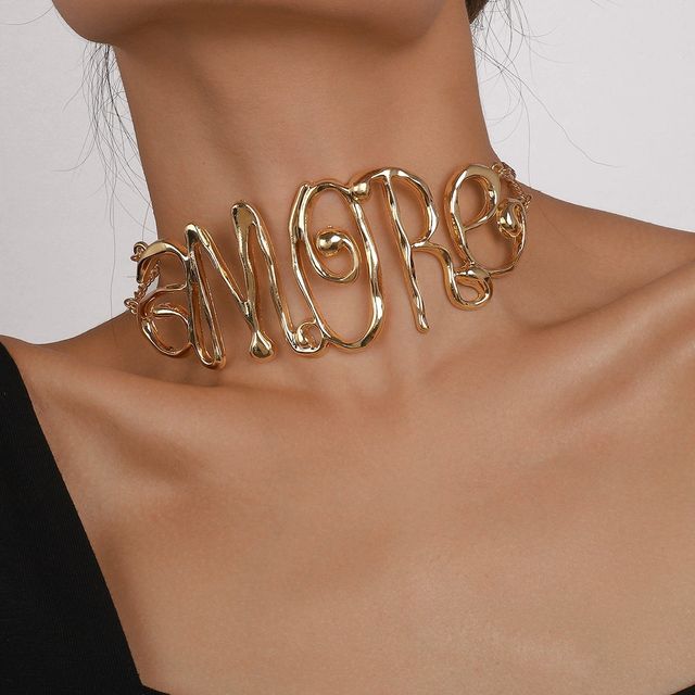 Just Lil Things Bold Gold 'AMORE' Statement Necklace | jltn0695