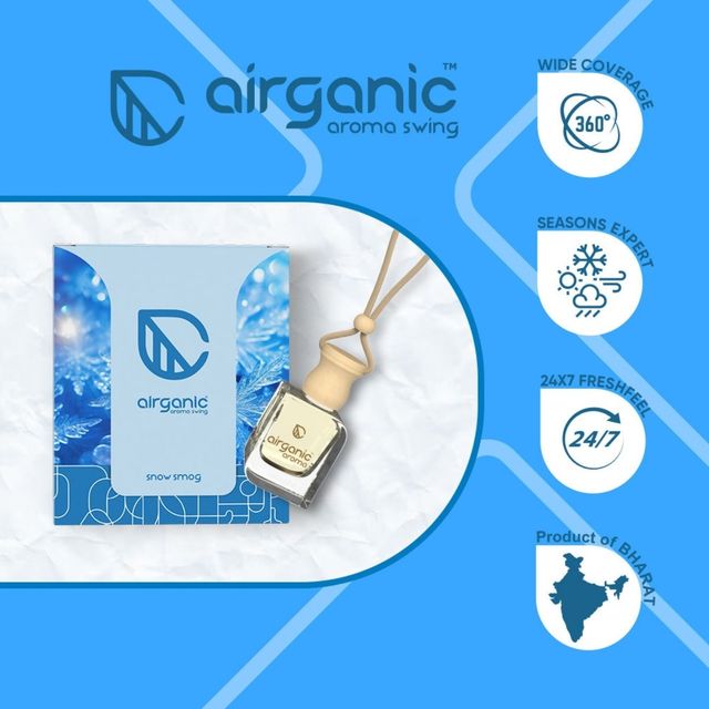 Airganic Swing Combo - Oud Wonder & Snow Smog | Essential Oils in Glass Bottle with Wooden Lid 2 pc X 2 Combo