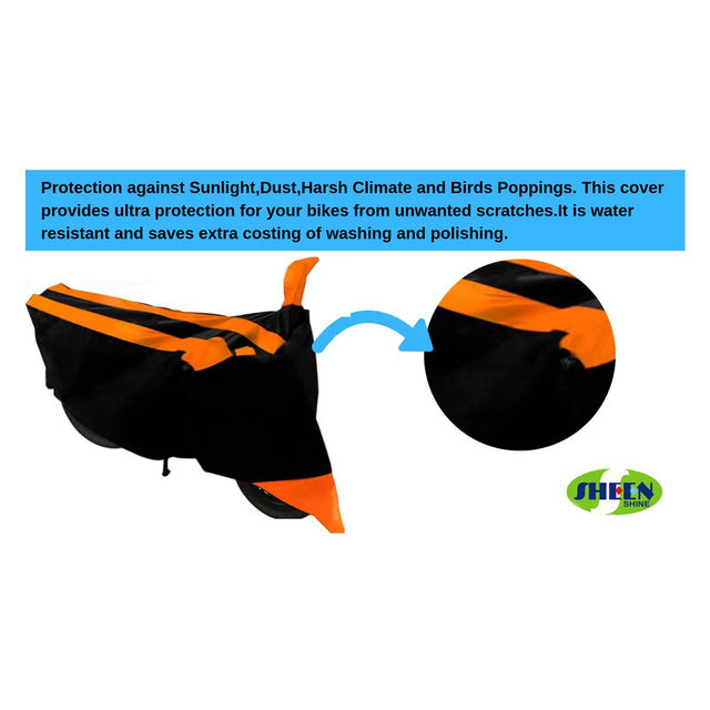 Sheen SBCORANGE14 Waterproof Two Wheeler Cover for Bajaj (Pulsar 150, Black, Orange)