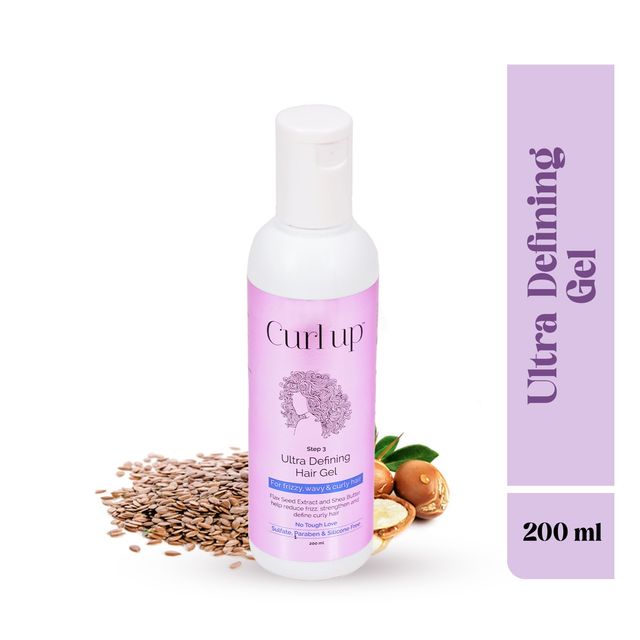 Curl Up Ultra Defining Curly Hair Gel | Strong Hold Flaxseed For Wavy & Curly Hair (200ml) & Curl Up Curl Defining Cream | All In One Leave In Conditioner | Hair Cream For Wavy & Curly Hair (150g) Combo