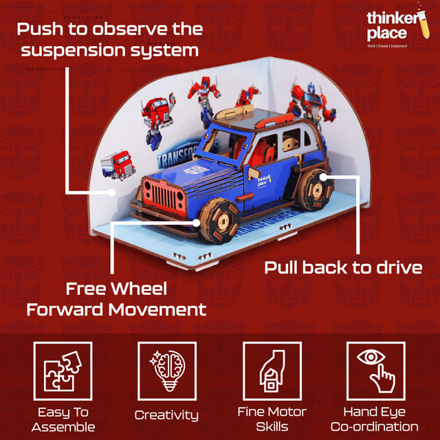 ThinkerPlace Transformers Optimus Prime Car Kit | Build, Learn & Play with Pull-Back Car (Age 8+)