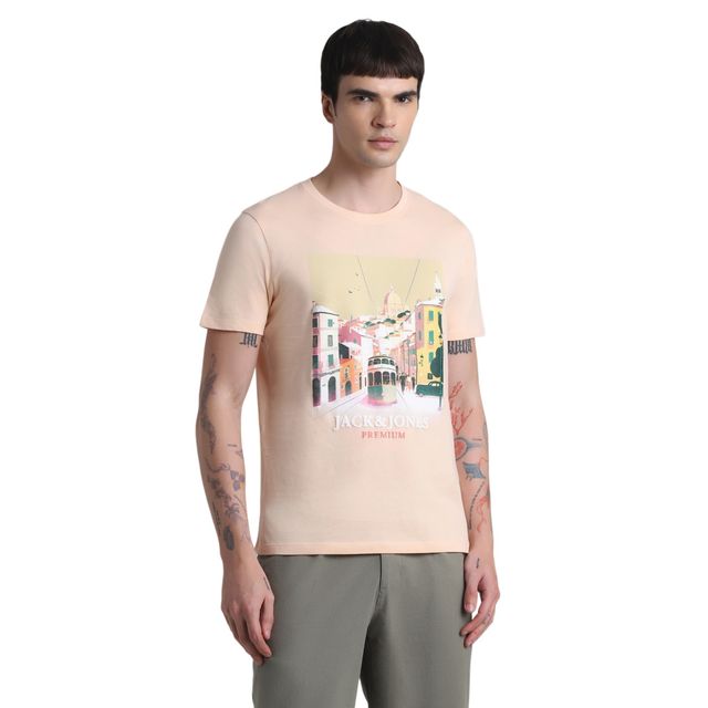 JACK & JONES Men's Regular fit T-Shirt | Peach - XL