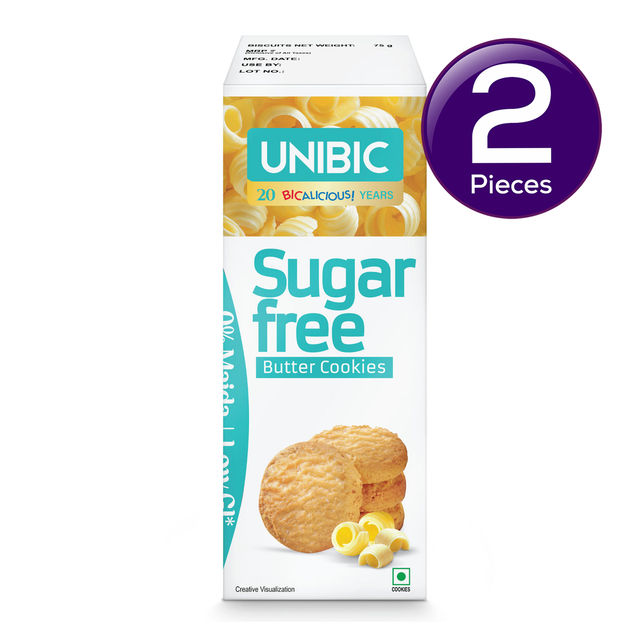 UNIBIC Sugar Free Butter Cookies | 0% Maida | Low GI 67.5 g Combo