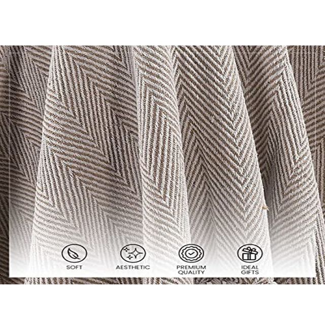 Sashaa World Spring-Hued Chevron Throw- Grey