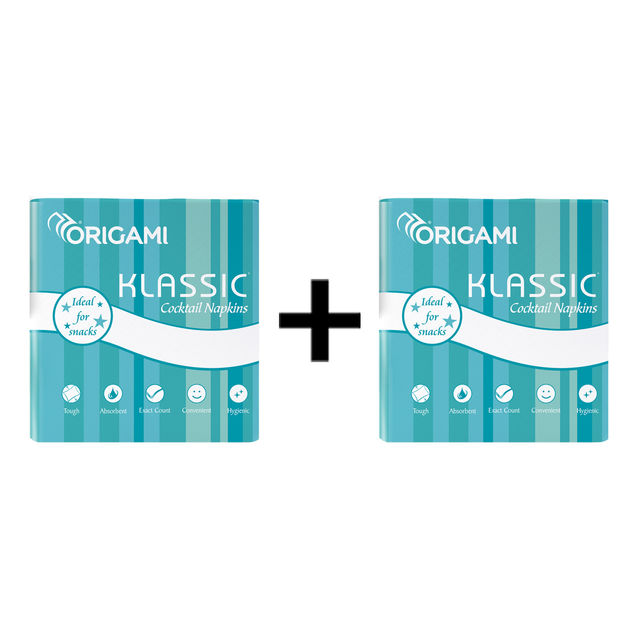Origami Klassic Cocktail Napkin Tissue Paper - Pack of 1 - 100 Sheets - 23x23 cm 1 pc X 2 Combo