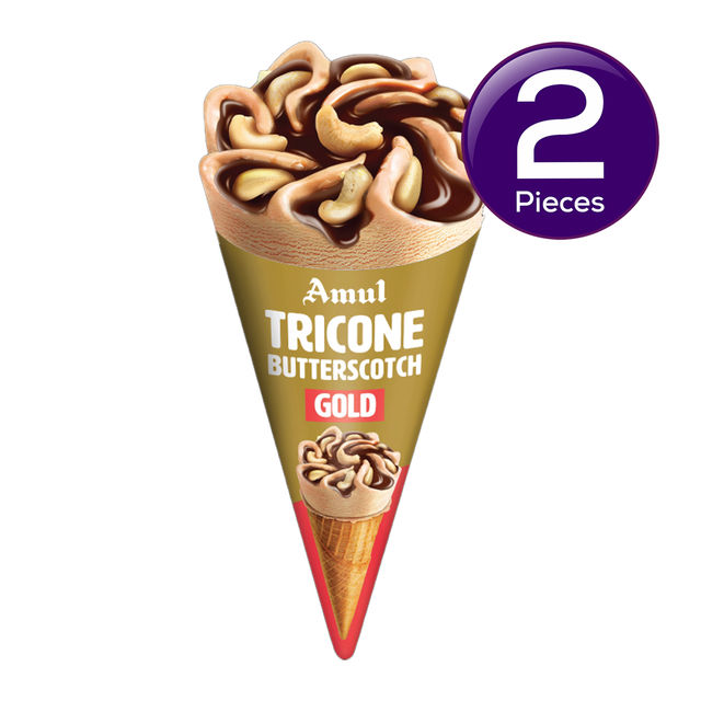 Amul Gold TriCone Butterscotch Ice Cream Cone 120 ml Combo