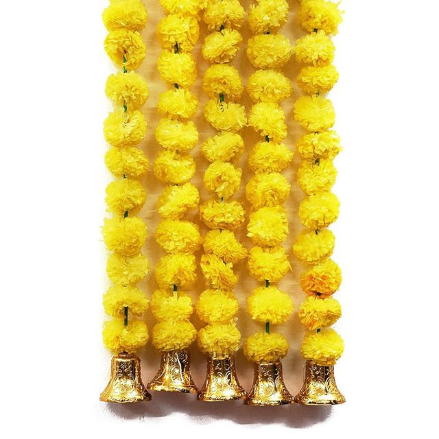 Divine Vibes Plain Marigold Hanging With Bell 1 Pc