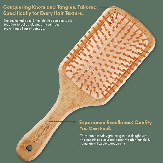 Beaute Secrets Bamboo Hair Brush with Bamboo Bristles