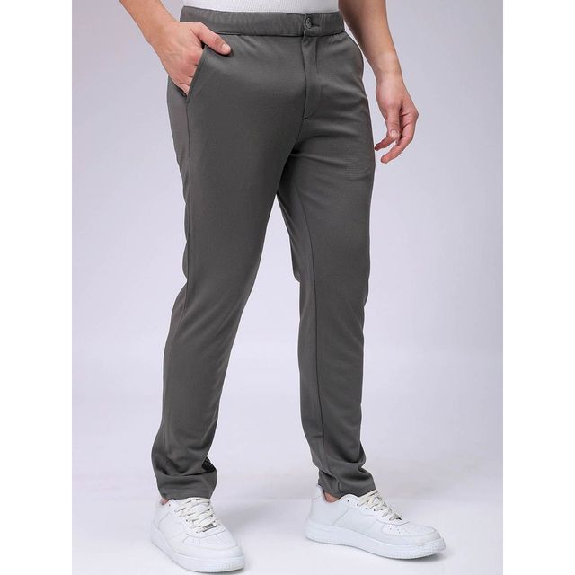The Indian Garage Co Men Formal Slim Vetiver Textured Trousers - 34 | 1222-Knjgtr-13