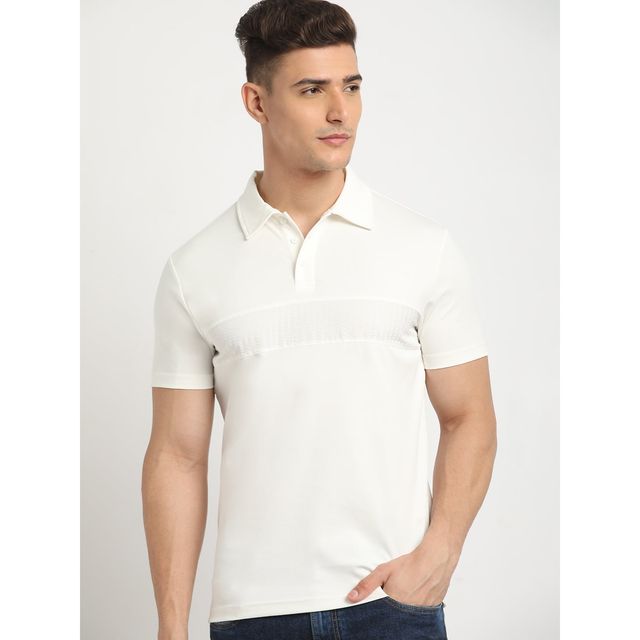 The Bear House Men Slim Fit Solid Polo T-shirt - Mureas | White | L