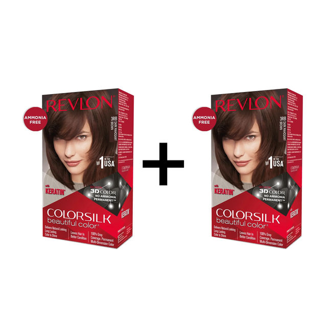 Revlon Colorsilk Hair Color with Keratin - Dark Mahogany Brown 3RB 80 ml X 2 Combo