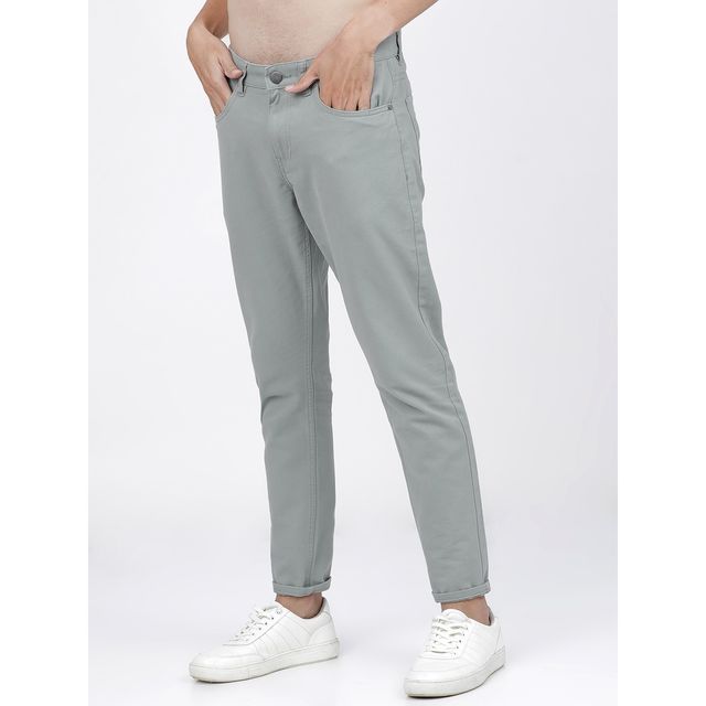 Ketch Men's Tapered Fit Cotton Chinos Trousers | Grey - 32