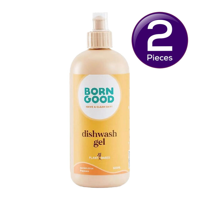 Born Good Dishwash Gel Plant Based Spanish Citrus Fragrance Biodegradable | Non-Toxic And Eco-Friendly 500 ml X 2 Combo