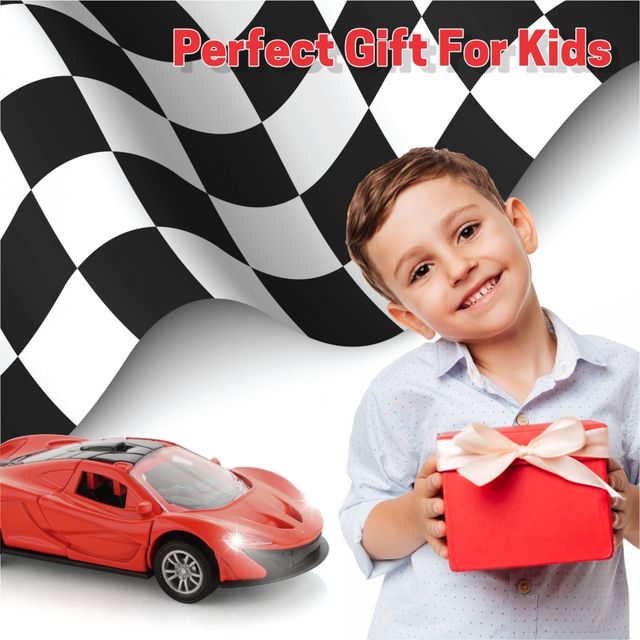 Adit Toys Die Cast Metal Car With Led Lights & Engine Sound, Pull Back Toy Car For Kids 3+ (Red)