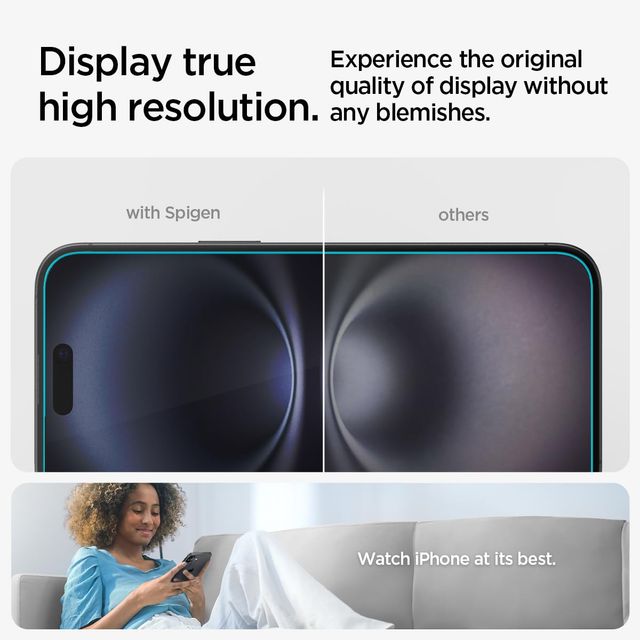 Spigen EZ Fit Tempered Glass Screen Protector Guard for iPhone 16 Plus/iPhone 15 Plus (2 Pack)