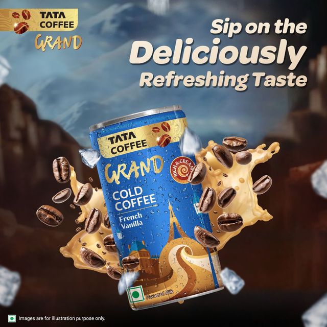 Tata Cold Coffee French Vanilla Iced Coffee, Rich & Creamy, Flavoured Milk, Can