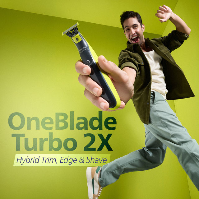 Philips OneBlade Turbo2X Trimmer |Patented Dual Protect Tech|3 Combo Attachments|Trimmer|QP2724/10