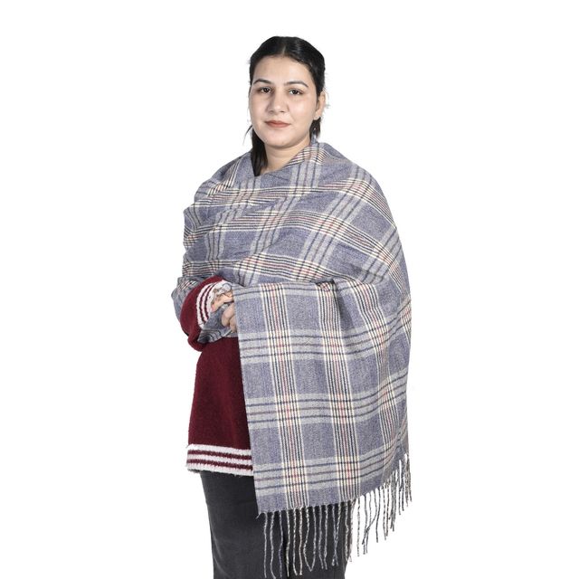 Calvadoss Women's Checked Stole With Fringed Border | Stl1544 | Multicolour