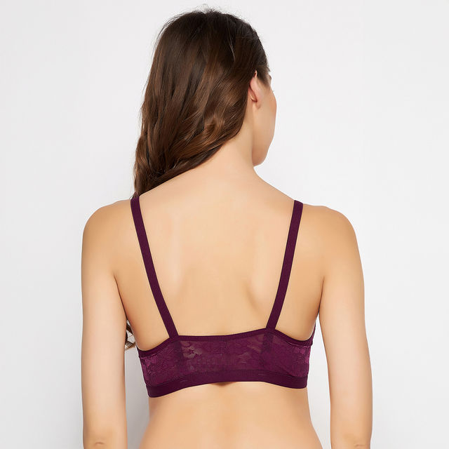 Clovia Women Non-Padded Non-Wired Spacer Cup Front Open Figure Bra - Cotton Rich | Purple | 34F
