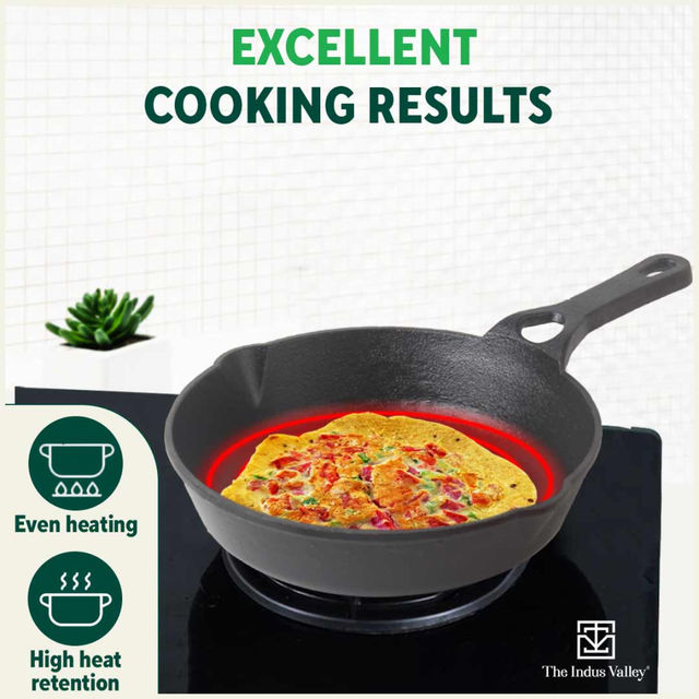 The Indus Valley Iron Fry Pan/Skillet With Long Handle|Very Small, 15.2Cm/6Inch, 0.42Ltr, 1.1Kg