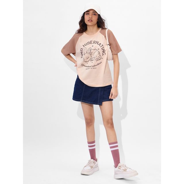 The Souled Store Women's TSS Originals DND Relaxed Fit T-shirt | Brown - M