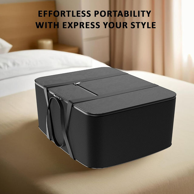 Kuber Industries Nylon 72L Large King Size Underbed Storage Box,Blanket Storage Bags-Grey & Black