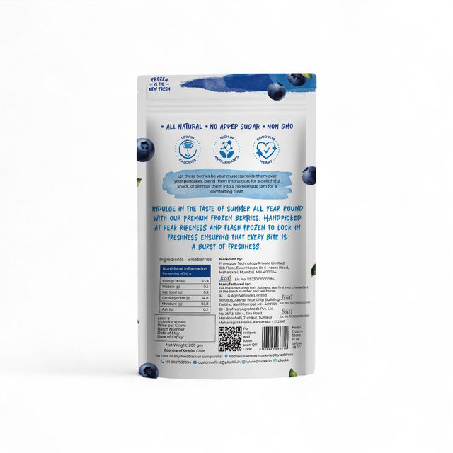 Milky Mist Fruit Yogurt Blueberry (100ml) & Pluckk Frozen Blueberry (200g) Combo