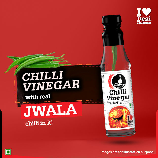 Ching's Secret White Chilli Vinegar, With Green Jwala Chilli, Bold and Intense Flavour