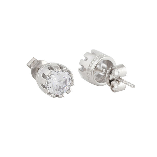 Voylla 925 Sterling Silver Cz Stone Twirl Stud Earrings
