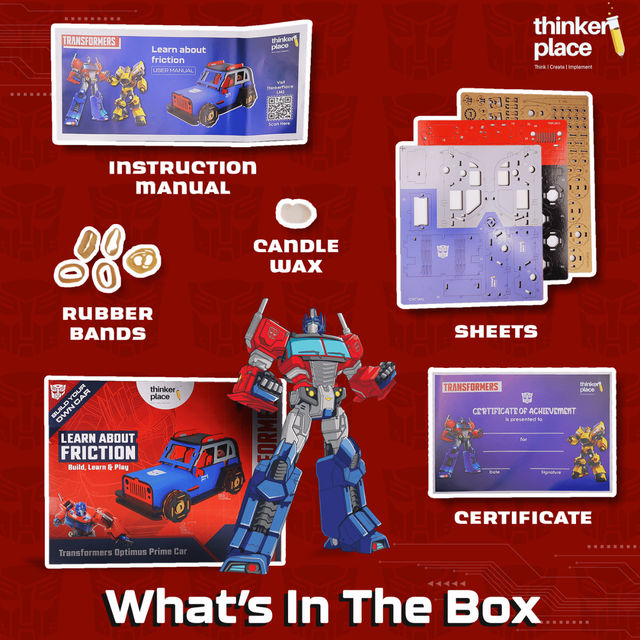 ThinkerPlace Transformers Optimus Prime Car Kit | Build, Learn & Play with Pull-Back Car (Age 8+)