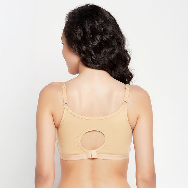 Clovia Women Lightly Padded Non-Wired Full Figure Feeding Bra - Cotton Rich | Nude | 40B