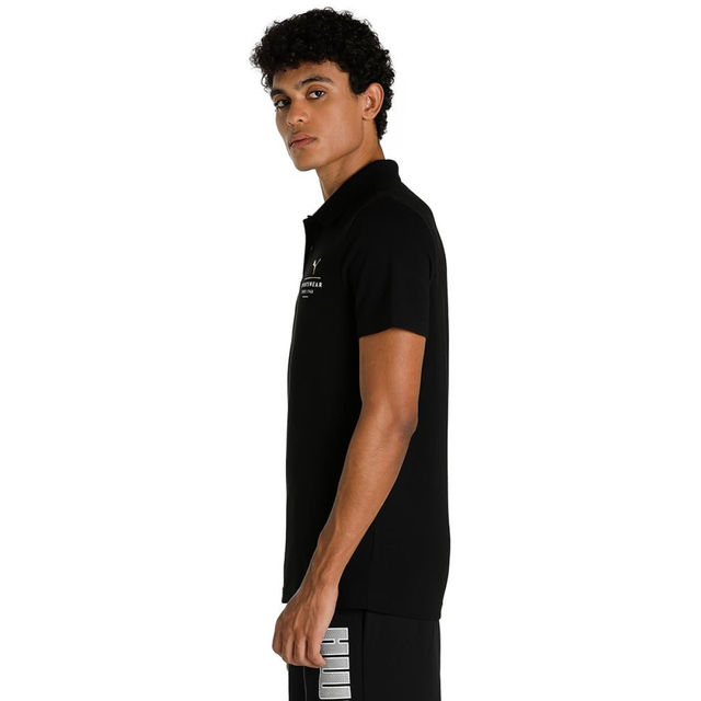 Puma Men's Polo T-Shirt Slim Fit Graphic - Black | M