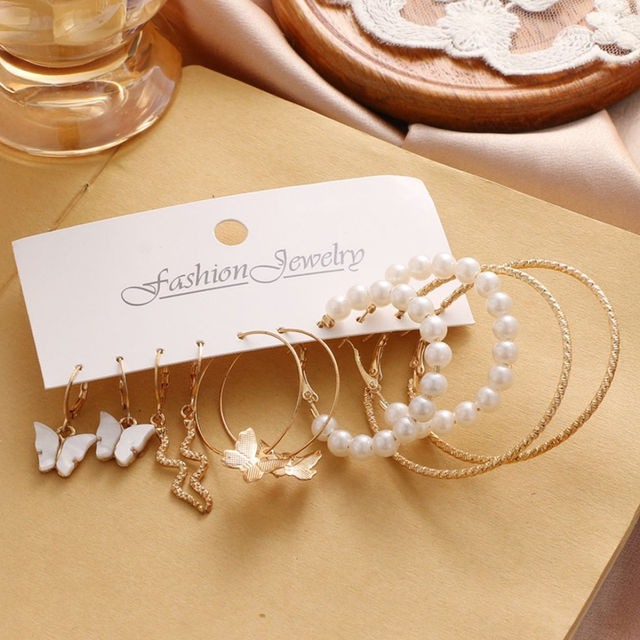 YouBella Jewellery Gold Plated Combo Of 5 Hoop Earrings For Girls And Women (YBEAR - 32945)