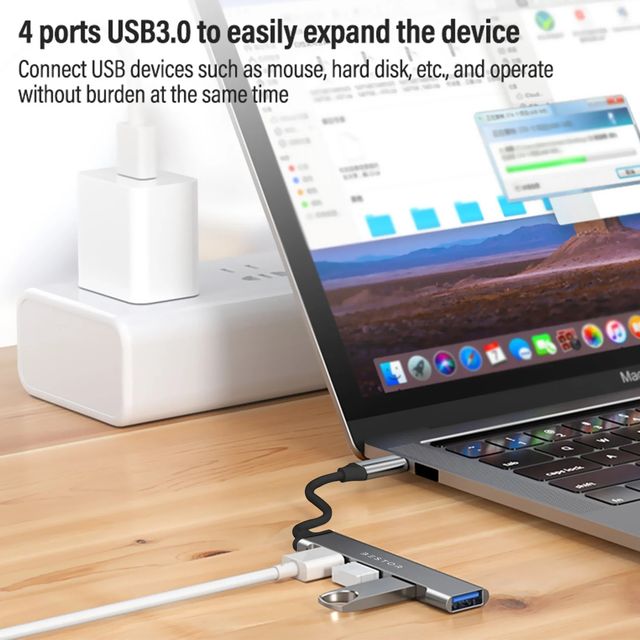 Bestor 4-in-1 USB-C Hub for MacBook Pro-Air with Fast Data Transfer