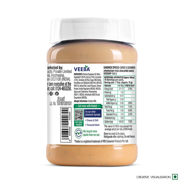 Veeba Sandwich Spread Carrot & Cucumber (250g) Combo | Pack of 2