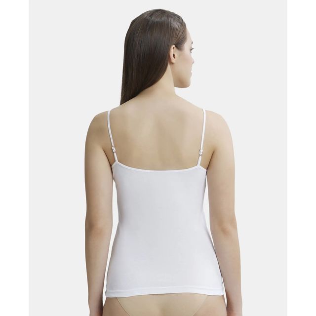 Jockey 1487 Women's Super Combed Cotton Rib Camisole|Adjustable Straps | White-XXL