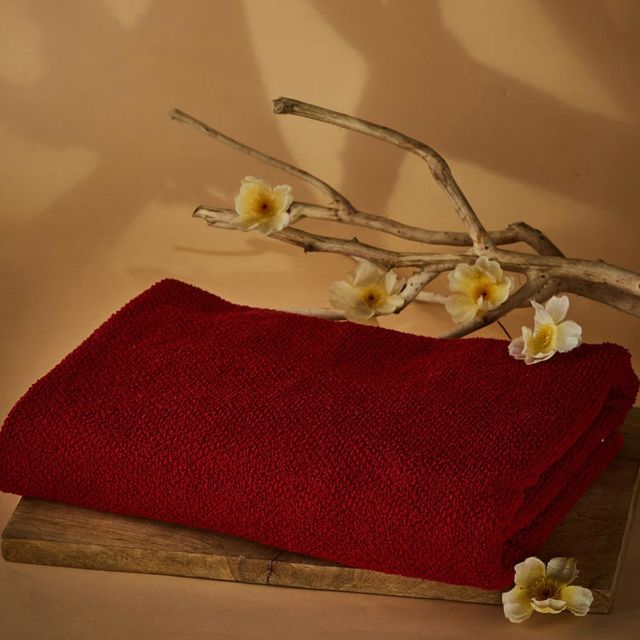 Fabindia Red Cotton Pile Hand Towel