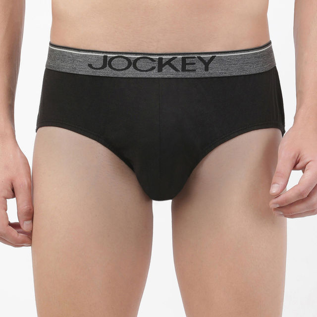 Jockey Men's Solid Super Combed Cotton Brief | Black - XL
