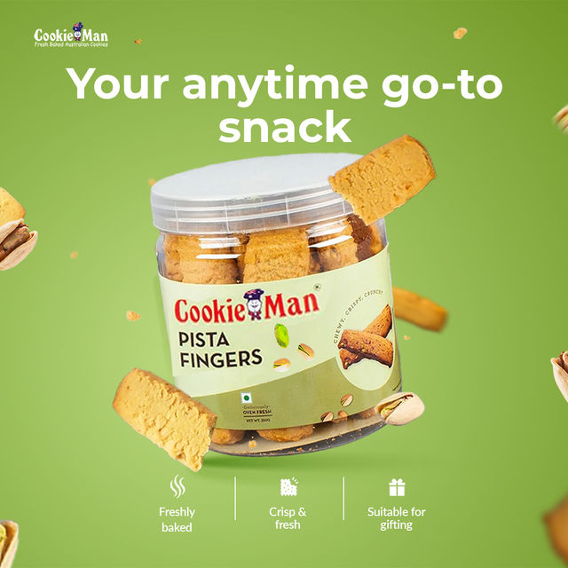 CookieMan Pista Fingers Dry Fruit Biscuits | Cholesterol-free