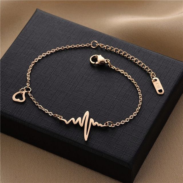 Fashion Frill Women's Heartbeat Anklet Rose Gold Onesize