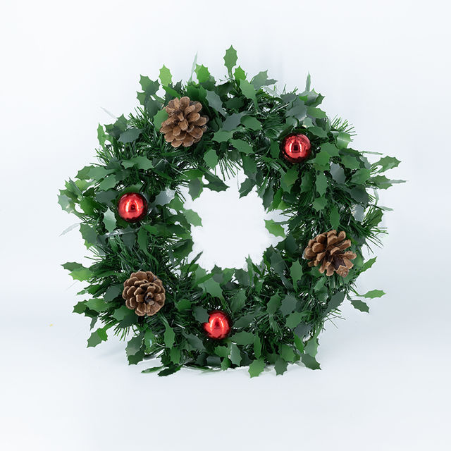Picfest Wreath With - Pine | Ball | Premium Leaves 25cm