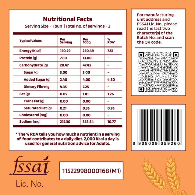 The Health Factory Zero Maida Burger Bun | Clean Label - Not Brown