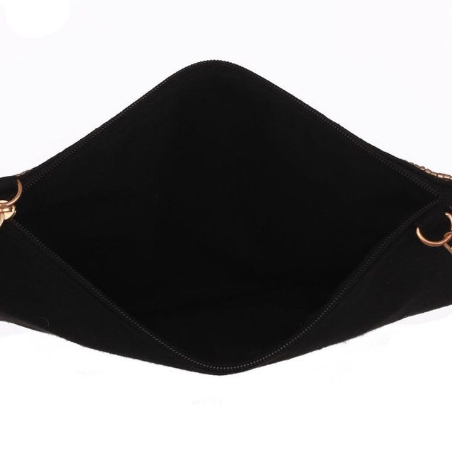 Priyaasi Women's Embellished Fabric 500 ml Zipper Pouch | Black and Metallic - Free Size