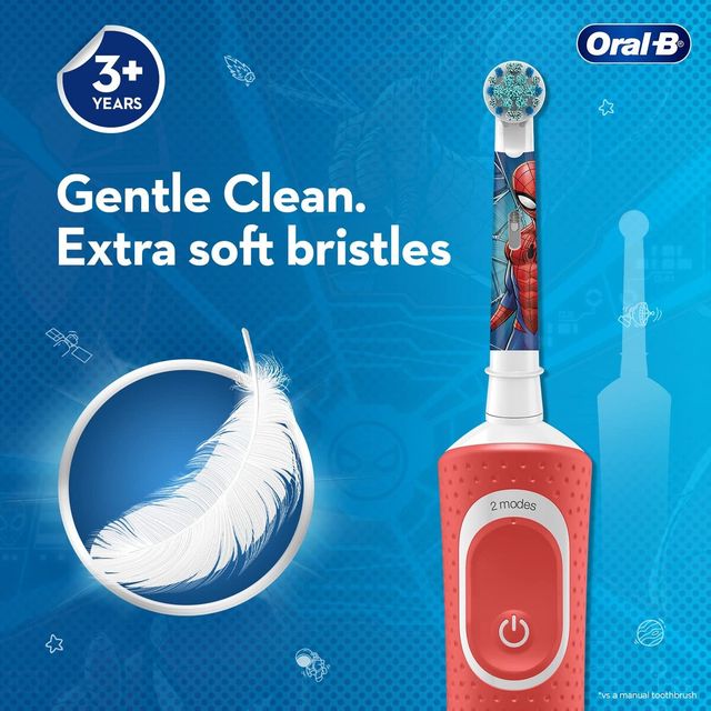 Oral B Kids Spiderman Rechargeable Rotating Electric Toothbrush- (Daily & Sensitive)
