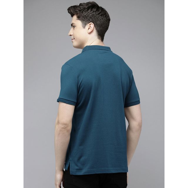 The Bear House Men Slim Fit Solid Polo T-shirt - Methyl | Blue | S