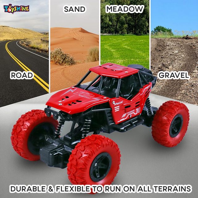 Toyshine 1:16 Scale 27Mhz Smoke Rock Crawler Monster RC Truck | With Booster Spray Function | Red