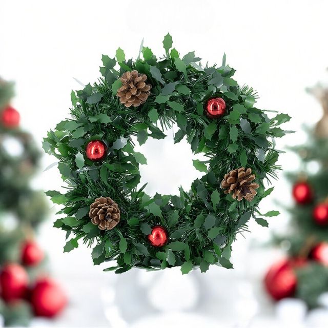Picfest Wreath With - Pine | Ball | Premium Leaves 25cm