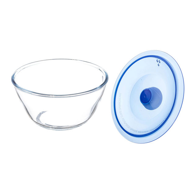 Sanjeev Kapoor Kingston High Borosilicate Mixing Bowl -Bluelid 1 L - Set Of 1 Pcs