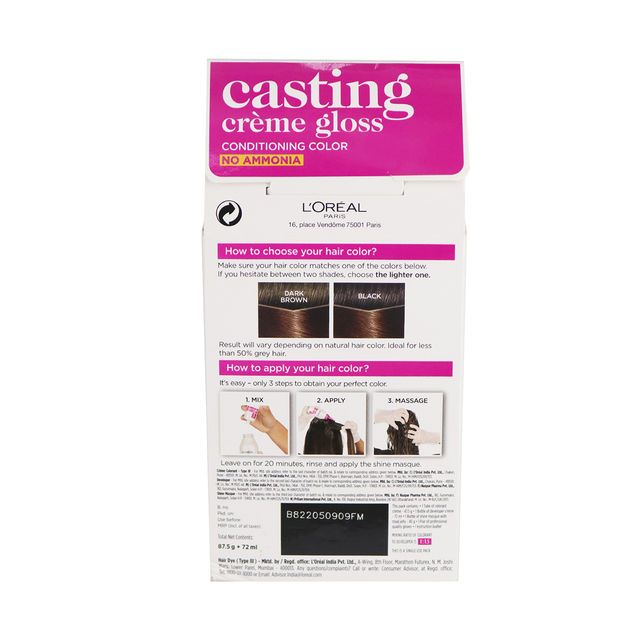 L'Oreal Paris Casting Creme Gloss Hair Color, Medium Brown 500