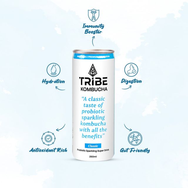 Tribe Naturally Sparkling Probiotic Green Tea With Herbs & Spices Kombucha () & Tribe Naturally Sparkling Probiotic Herbal Green Tea With Hibiscus & Lemon Kombucha () Combo